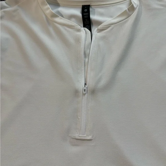 🍋 Lululemon Men’s White 3/4 Zip Up Short Sleeve White Shirt - L - Picture 8 of 11